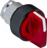 Selector switch, illuminable, latching, waistband round, red, front ring black, 3 x 45°, mounting Ø 22 mm, ZB4BK13437
