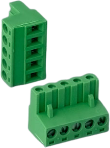 Socket header, 5 pole, pitch 5.08 mm, angled, green, B6601223