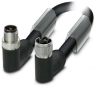 Sensor actuator cable, M12-cable plug, angled to M12-cable socket, angled, 4 pole, 1.5 m, PUR, black, 12 A, 1415202