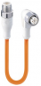 Sensor actuator cable, M12-cable plug, straight to M12-cable socket, angled, 4 pole, 0.6 m, TPE, orange, 4 A, 934737013