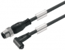 Sensor actuator cable, M12-cable plug, straight to M8-cable socket, angled, 3 pole, 0.8 m, PUR, black, 4 A, 9457570080