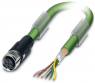 Sensor actuator cable, M12-cable socket, straight to open end, 5 pole, 10 m, PUR, green, 4 A, 1517932