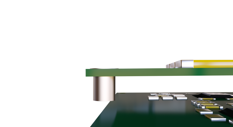 SMT reverse spacer for soldering on the top layer and mounting towards the bottom of the PCB. The advantage: design and assembly from only one side is possible.