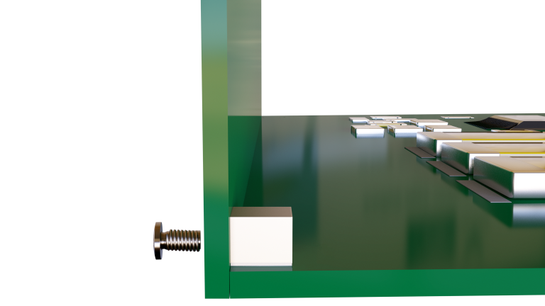 Right-angled SMT spacer for 90° mounting of PCBs and housings