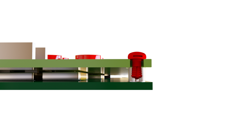 SMT spacer with snap rivet or mounting button for quick and easy mounting of PCBs without tools